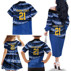Western Australia Rugby Pacific Custom Family Matching Off The Shoulder Long Sleeve Dress and Hawaiian Shirt Pasifika Tapa Pattern