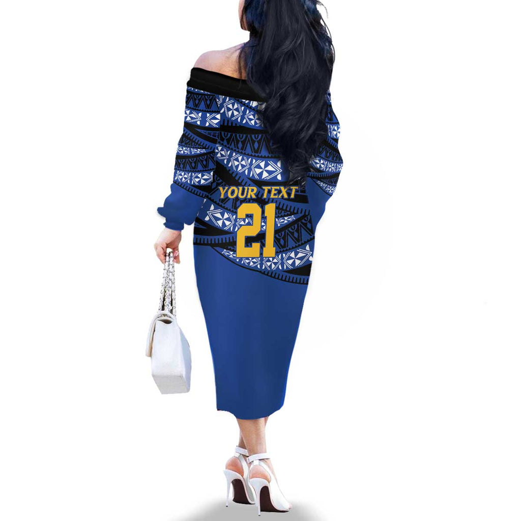 Western Australia Rugby Pacific Custom Family Matching Off The Shoulder Long Sleeve Dress and Hawaiian Shirt Pasifika Tapa Pattern