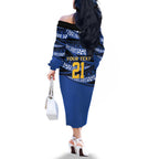 Western Australia Rugby Pacific Custom Family Matching Off The Shoulder Long Sleeve Dress and Hawaiian Shirt Pasifika Tapa Pattern