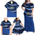 Western Australia Rugby Pacific Custom Family Matching Off Shoulder Maxi Dress and Hawaiian Shirt Pasifika Tapa Pattern