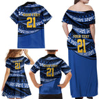 Western Australia Rugby Pacific Custom Family Matching Off Shoulder Maxi Dress and Hawaiian Shirt Pasifika Tapa Pattern
