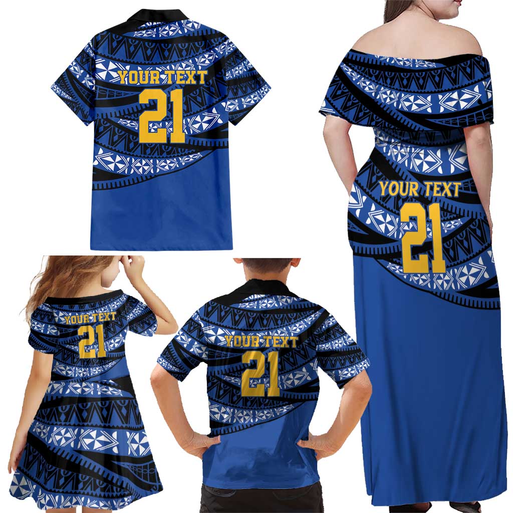 Western Australia Rugby Pacific Custom Family Matching Off Shoulder Maxi Dress and Hawaiian Shirt Pasifika Tapa Pattern