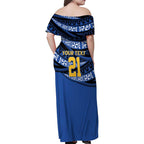 Western Australia Rugby Pacific Custom Family Matching Off Shoulder Maxi Dress and Hawaiian Shirt Pasifika Tapa Pattern