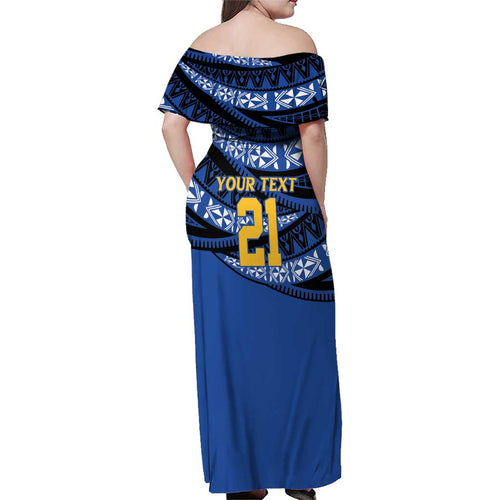 Western Australia Rugby Pacific Custom Family Matching Off Shoulder Maxi Dress and Hawaiian Shirt Pasifika Tapa Pattern