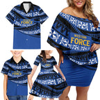 Western Australia Rugby Pacific Custom Family Matching Off Shoulder Short Dress and Hawaiian Shirt Pasifika Tapa Pattern
