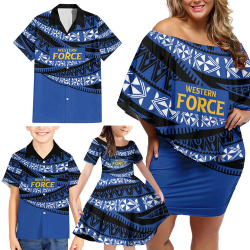 Western Australia Rugby Pacific Custom Family Matching Off Shoulder Short Dress and Hawaiian Shirt Pasifika Tapa Pattern