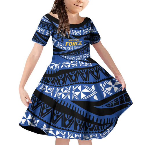 Western Australia Rugby Pacific Custom Family Matching Off Shoulder Short Dress and Hawaiian Shirt Pasifika Tapa Pattern