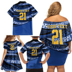 Western Australia Rugby Pacific Custom Family Matching Off Shoulder Short Dress and Hawaiian Shirt Pasifika Tapa Pattern