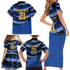 Western Australia Rugby Pacific Custom Family Matching Short Sleeve Bodycon Dress and Hawaiian Shirt Pasifika Tapa Pattern