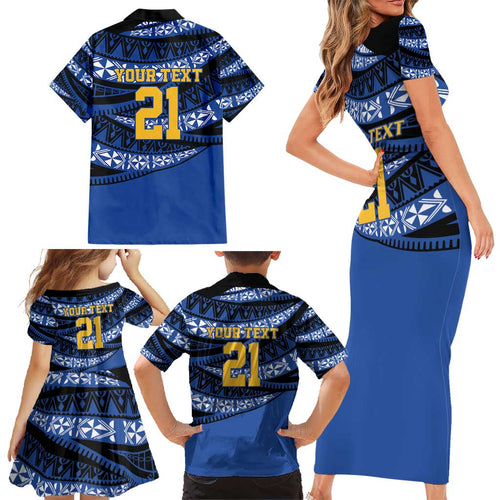 Western Australia Rugby Pacific Custom Family Matching Short Sleeve Bodycon Dress and Hawaiian Shirt Pasifika Tapa Pattern
