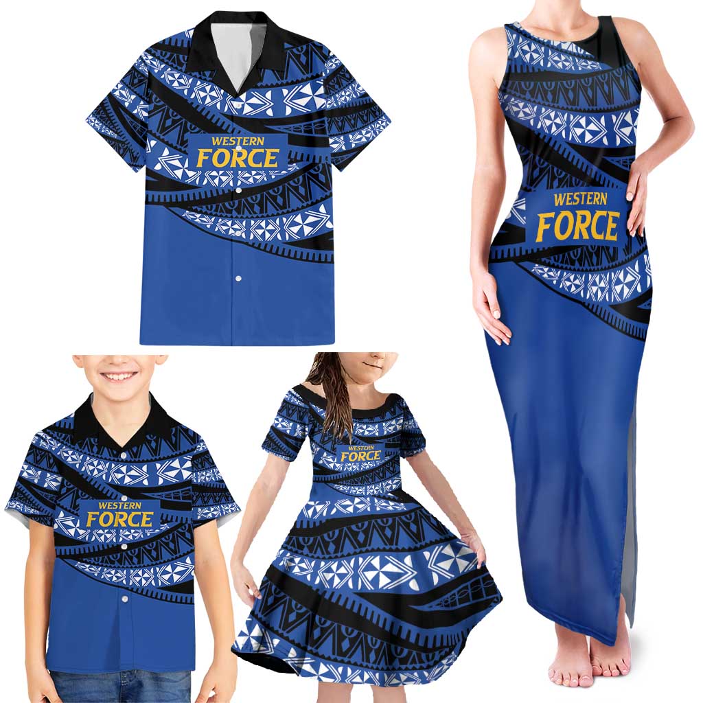 Western Australia Rugby Pacific Custom Family Matching Tank Maxi Dress and Hawaiian Shirt Pasifika Tapa Pattern