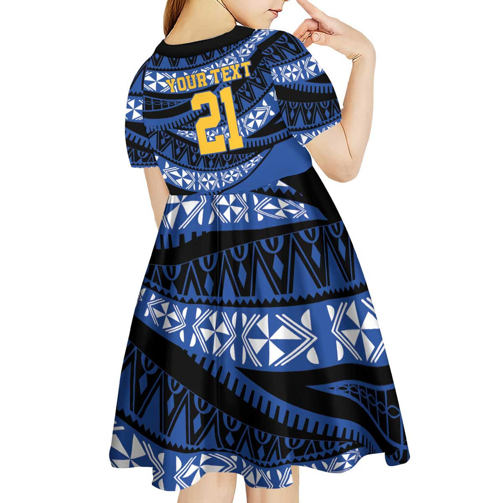 Western Australia Rugby Pacific Custom Kid Short Sleeve Dress Pasifika Tapa Pattern
