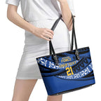 Western Australia Rugby Pacific Custom Leather Tote Bag Pasifika Tapa Pattern