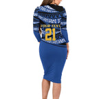 Western Australia Rugby Pacific Custom Long Sleeve Bodycon Dress Pasifika Tapa Pattern