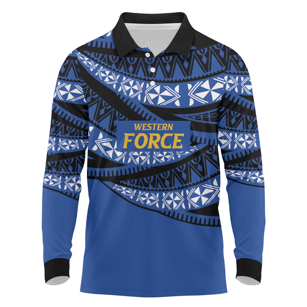 Western Australia Rugby Pacific Custom Long Sleeve Polo Shirt Pasifika Tapa Pattern