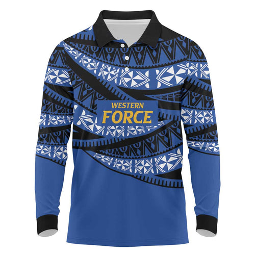 Western Australia Rugby Pacific Custom Long Sleeve Polo Shirt Pasifika Tapa Pattern