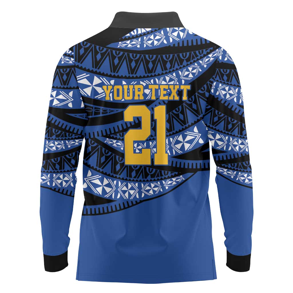 Western Australia Rugby Pacific Custom Long Sleeve Polo Shirt Pasifika Tapa Pattern