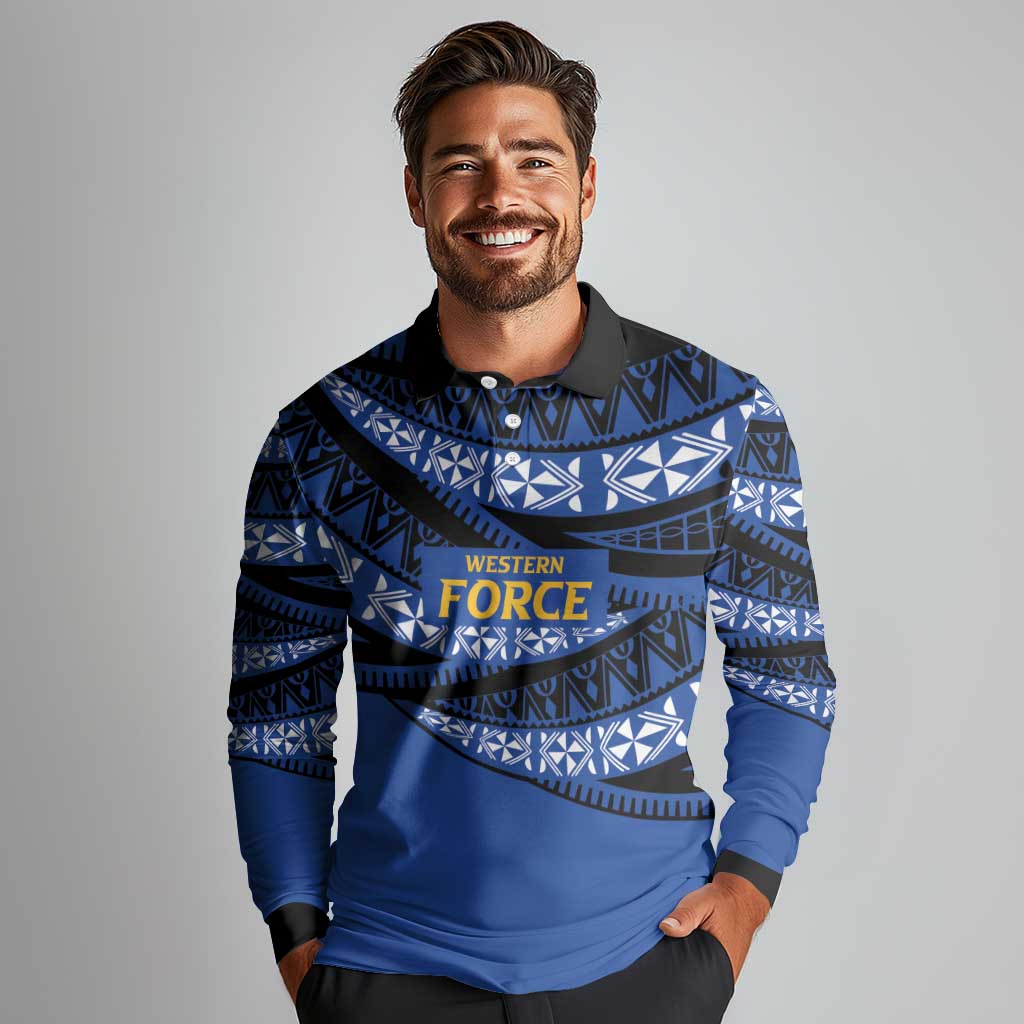 Western Australia Rugby Pacific Custom Long Sleeve Polo Shirt Pasifika Tapa Pattern