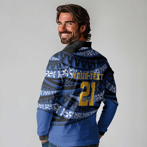 Western Australia Rugby Pacific Custom Long Sleeve Polo Shirt Pasifika Tapa Pattern