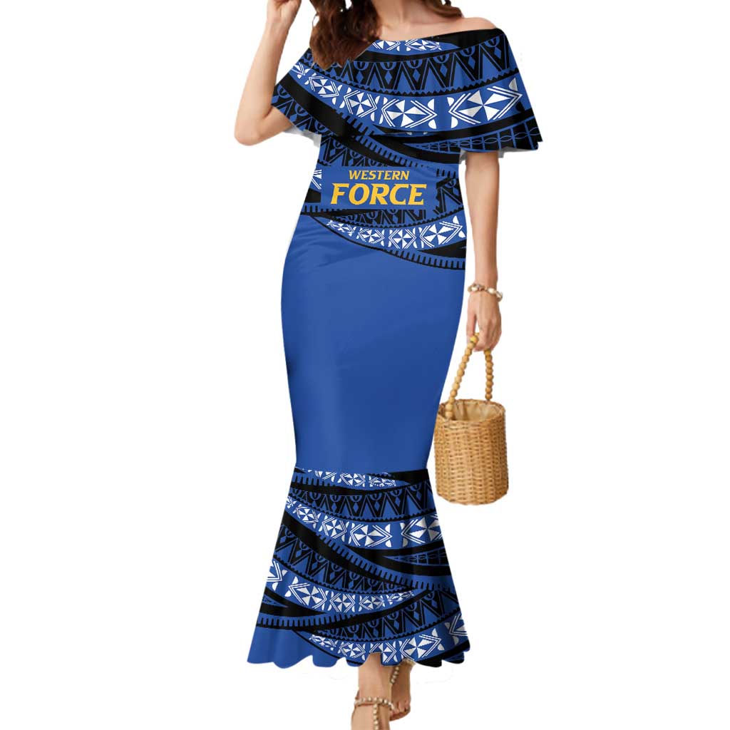 Western Australia Rugby Pacific Custom Mermaid Dress Pasifika Tapa Pattern