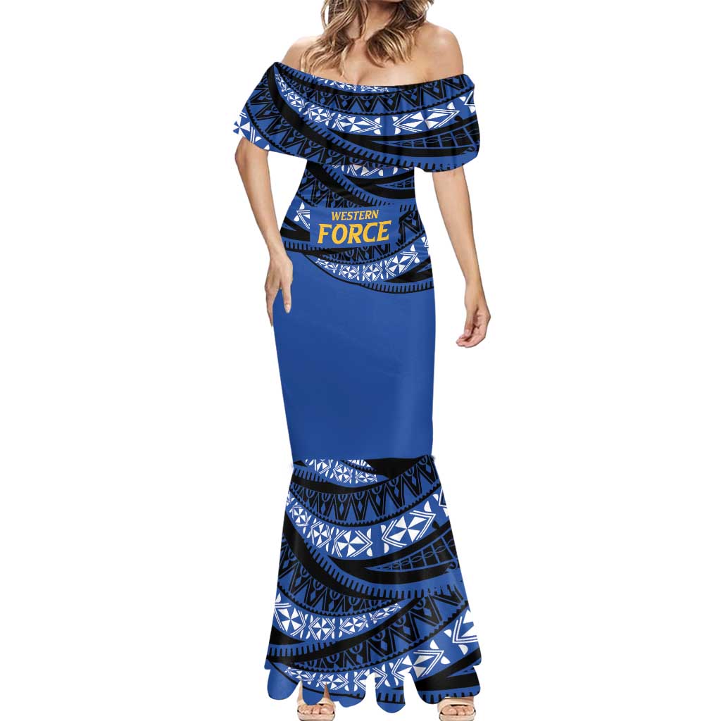 Western Australia Rugby Pacific Custom Mermaid Dress Pasifika Tapa Pattern