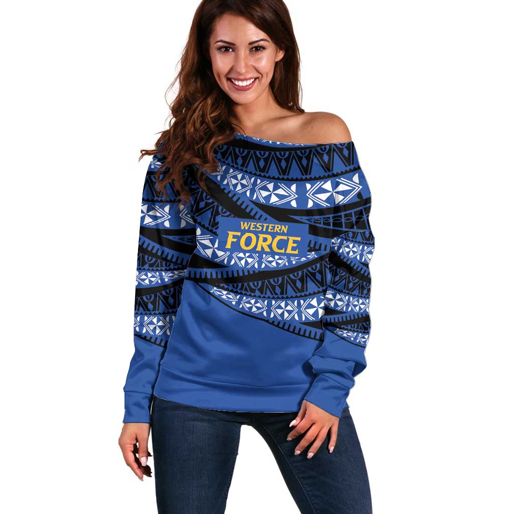 Western Australia Rugby Pacific Custom Off Shoulder Sweater Pasifika Tapa Pattern