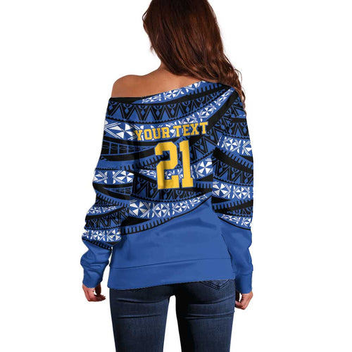 Western Australia Rugby Pacific Custom Off Shoulder Sweater Pasifika Tapa Pattern