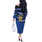 Western Australia Rugby Pacific Custom Off The Shoulder Long Sleeve Dress Pasifika Tapa Pattern
