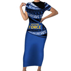 Western Australia Rugby Pacific Custom Short Sleeve Bodycon Dress Pasifika Tapa Pattern