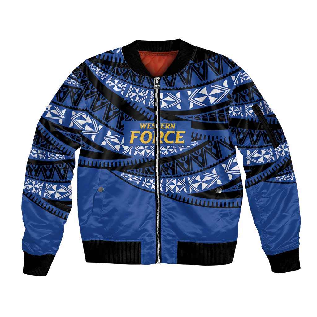 Western Australia Rugby Pacific Custom Sleeve Zip Bomber Jacket Pasifika Tapa Pattern