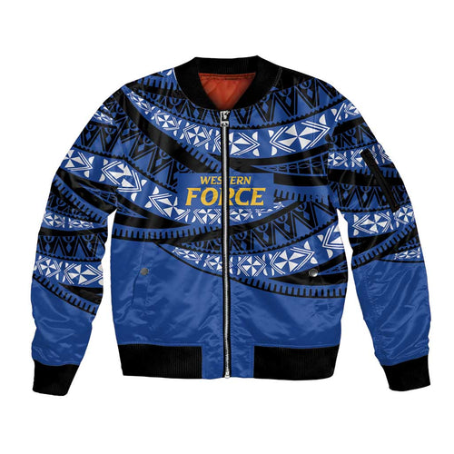 Western Australia Rugby Pacific Custom Sleeve Zip Bomber Jacket Pasifika Tapa Pattern