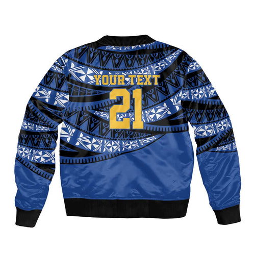 Western Australia Rugby Pacific Custom Sleeve Zip Bomber Jacket Pasifika Tapa Pattern
