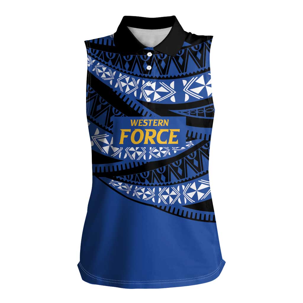 Western Australia Rugby Pacific Custom Women Sleeveless Polo Shirt Pasifika Tapa Pattern
