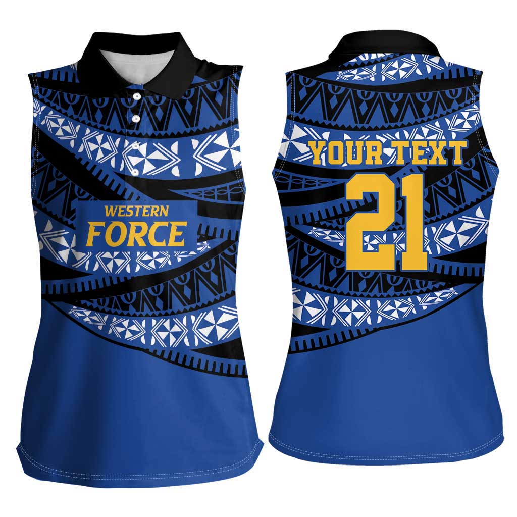 Western Australia Rugby Pacific Custom Women Sleeveless Polo Shirt Pasifika Tapa Pattern