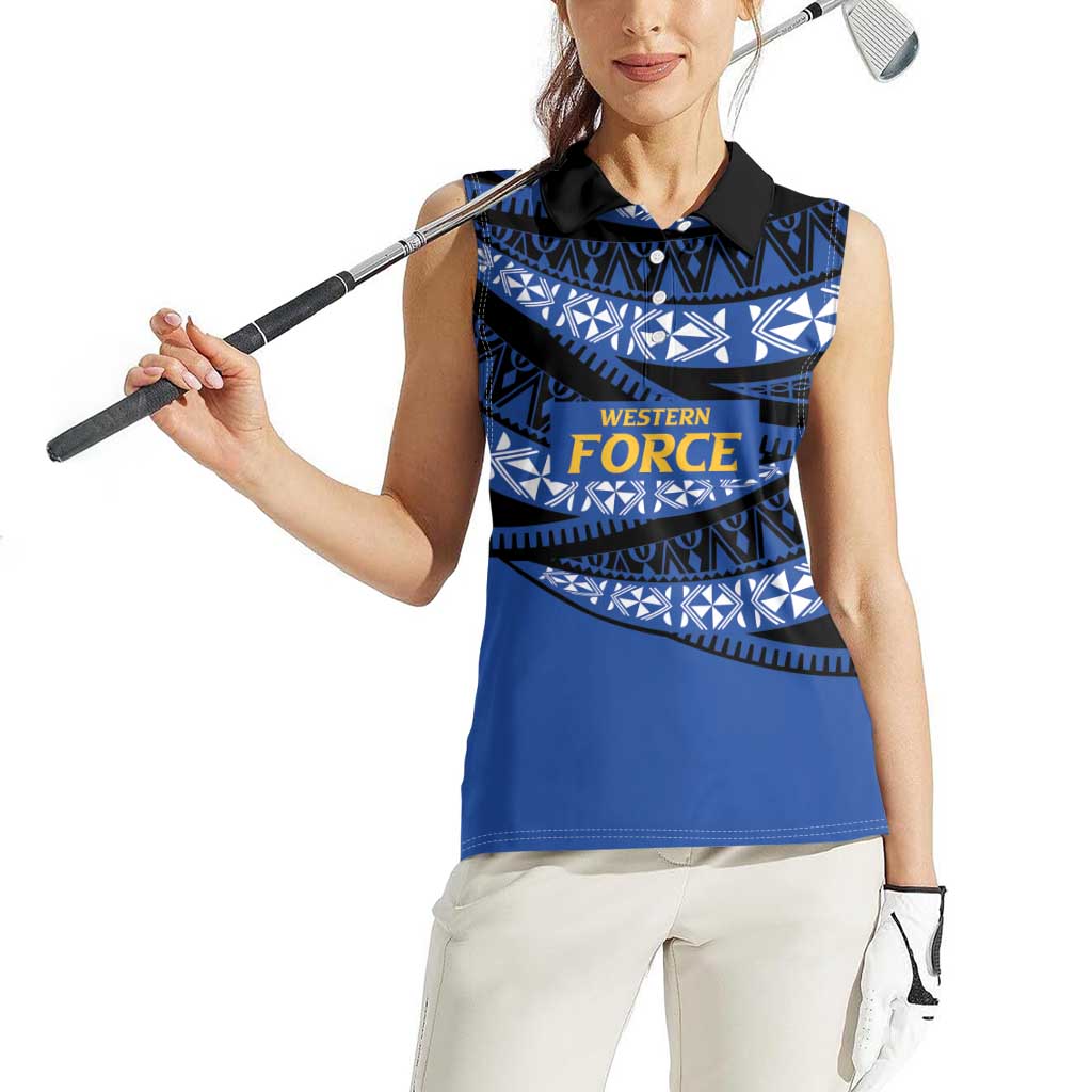 Western Australia Rugby Pacific Custom Women Sleeveless Polo Shirt Pasifika Tapa Pattern