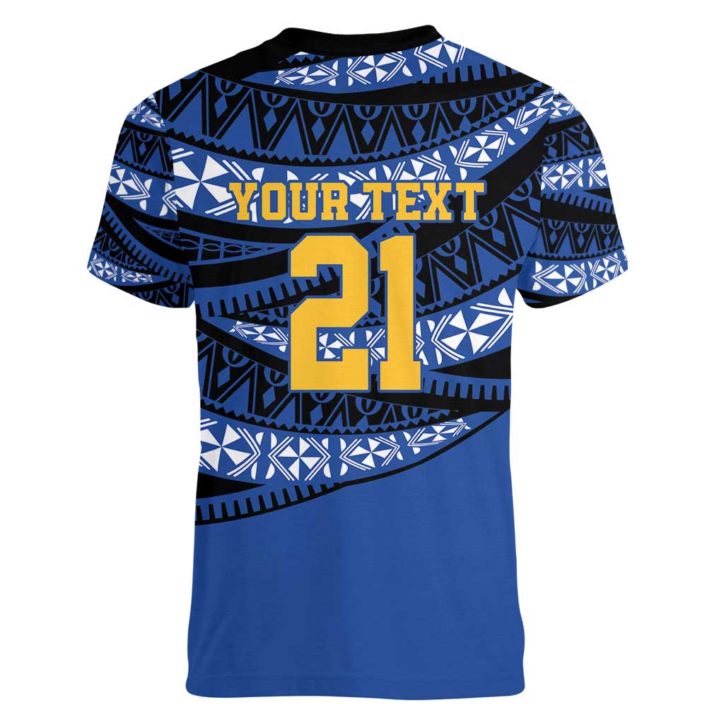 Western Australia Rugby Pacific Custom Women V-Neck T-Shirt Pasifika Tapa Pattern