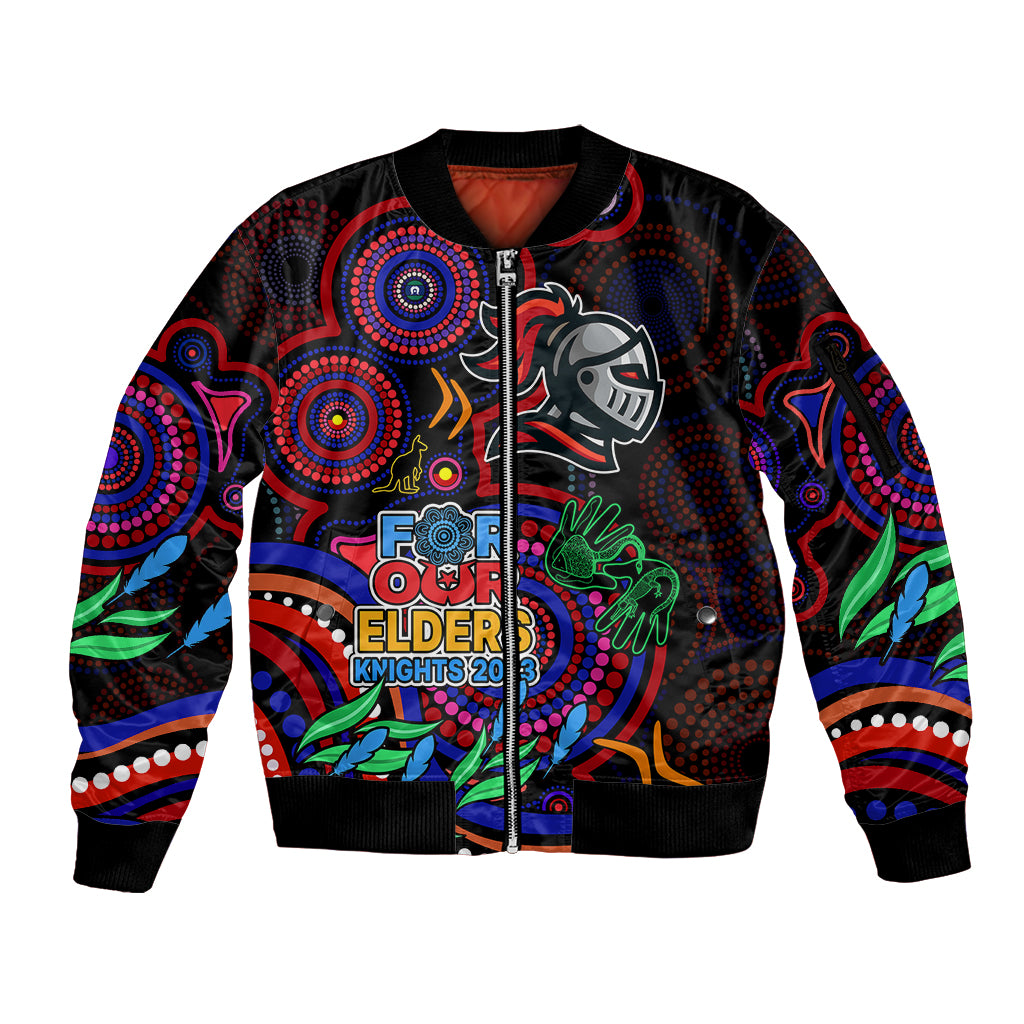 knights-rugby-aboriginal-art-sleeve-zip-bomber-jacket-naidoc-indigenous-tribal