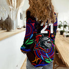 Custom Knights Rugby Aboriginal Art Women Casual Shirt NAIDOC Indigenous Tribal LT9