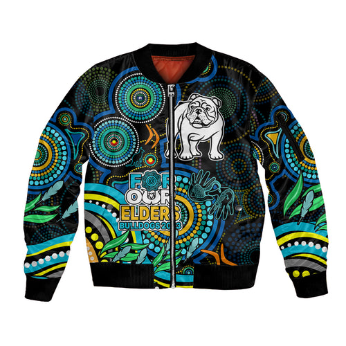 bulldogs-rugby-aboriginal-art-sleeve-zip-bomber-jacket-naidoc-indigenous-tribal