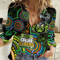 Raiders Rugby Aboriginal Art Women Casual Shirt NAIDOC Indigenous Tribal LT9