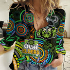 Raiders Rugby Aboriginal Art Women Casual Shirt NAIDOC Indigenous Tribal LT9