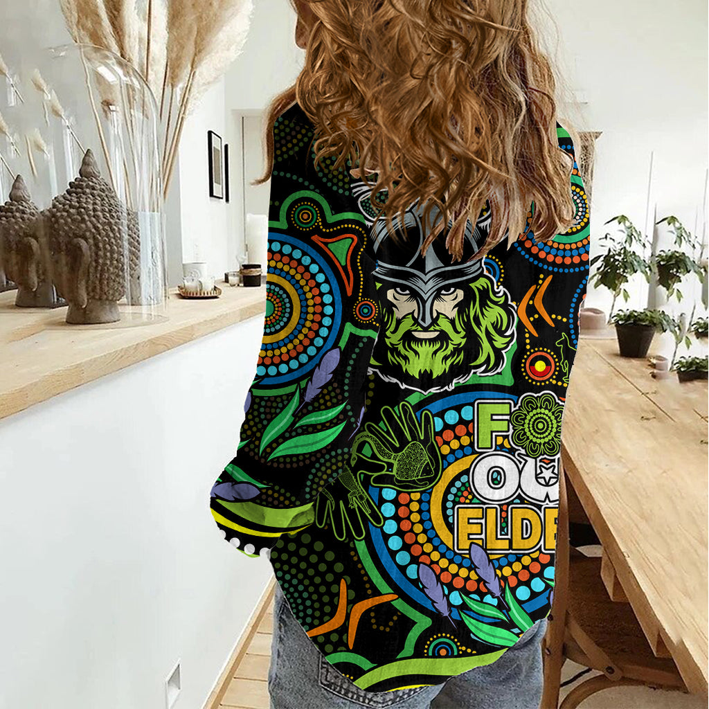 Raiders Rugby Aboriginal Art Women Casual Shirt NAIDOC Indigenous Tribal LT9