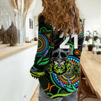 Custom Raiders Rugby Aboriginal Art Women Casual Shirt NAIDOC Indigenous Tribal LT9