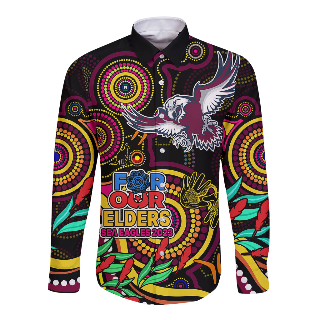 custom-sea-eagles-rugby-aboriginal-art-long-sleeve-button-shirt-naidoc-indigenous-tribal
