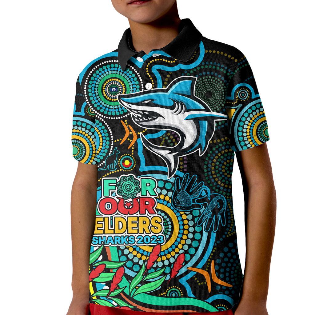 sharks-rugby-aboriginal-art-kid-polo-shirt-naidoc-indigenous-tribal