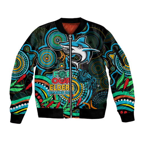 sharks-rugby-aboriginal-art-sleeve-zip-bomber-jacket-naidoc-indigenous-tribal