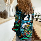 Custom Sharks Rugby Aboriginal Art Women Casual Shirt NAIDOC Indigenous Tribal LT9