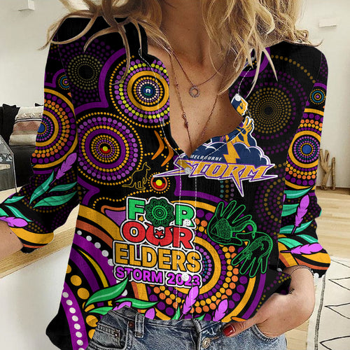 Storm Rugby Aboriginal Art Women Casual Shirt NAIDOC Indigenous Tribal LT9