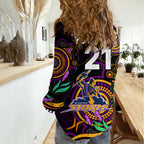 Custom Storm Rugby Aboriginal Art Women Casual Shirt NAIDOC Indigenous Tribal LT9