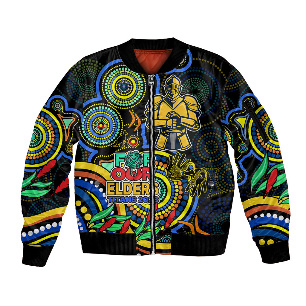 titans-rugby-aboriginal-art-sleeve-zip-bomber-jacket-naidoc-indigenous-tribal
